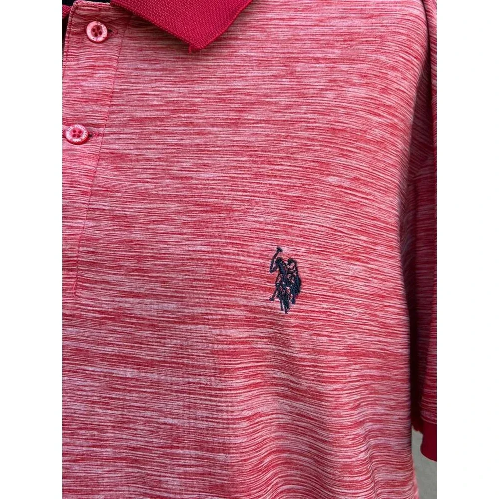 US Polo Assn Mens Polo Shirt Red Space Dye Short Sleeve L 11‎ 8028 47